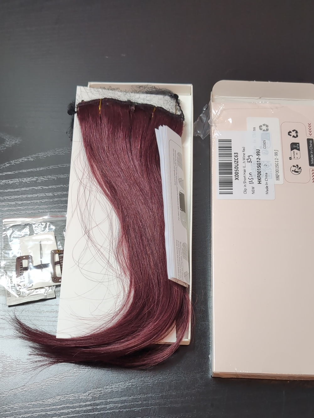 11.5 In 33 G Clip In Human Hair Extensions Wine Red Burgundy Six Pieces